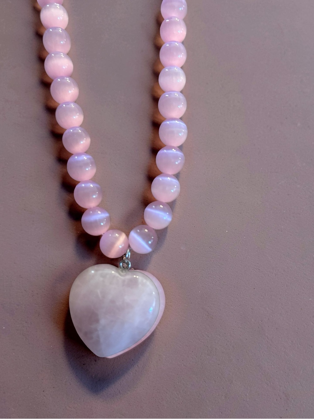 Mayamar Genuine Rose Quartz Heart Necklace 16.5” - Picture 3 of 5